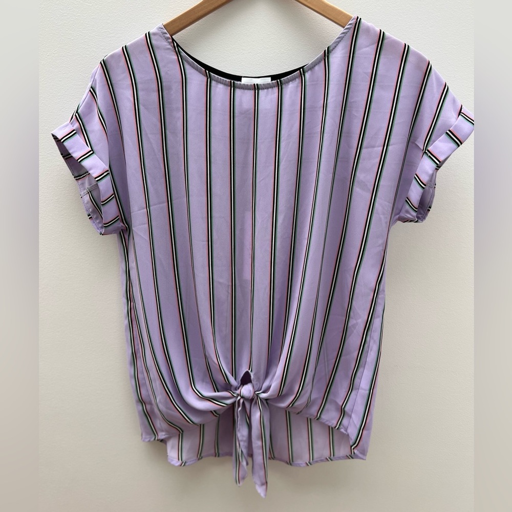Gray LA Womens Striped Popover Blouse NWT Made in USA